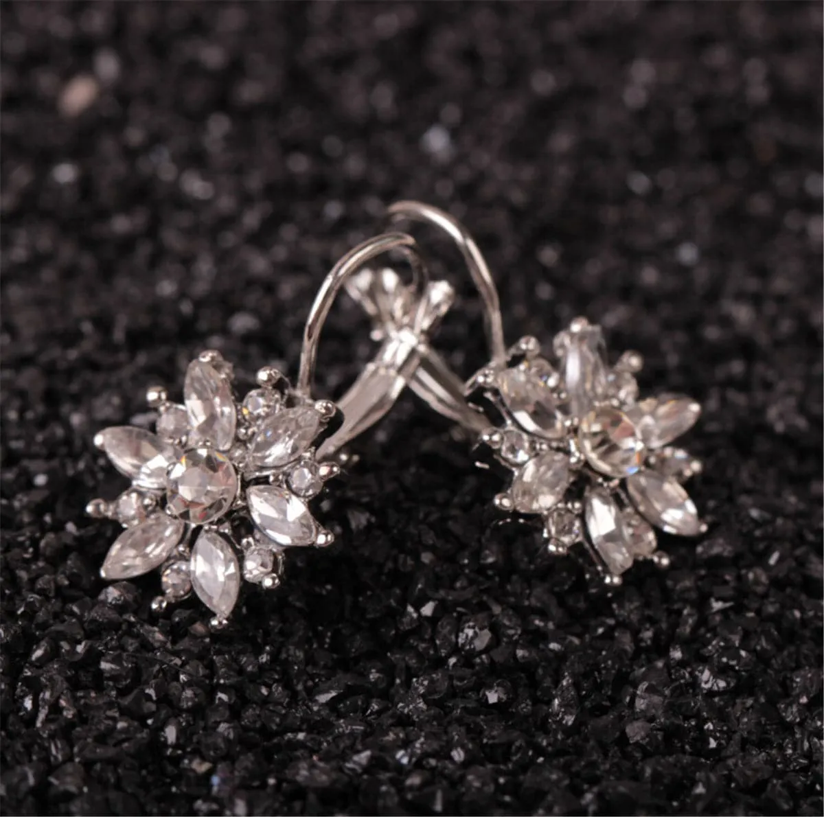 Crystal & Silver-Plated Snowflake Leverback Earrings