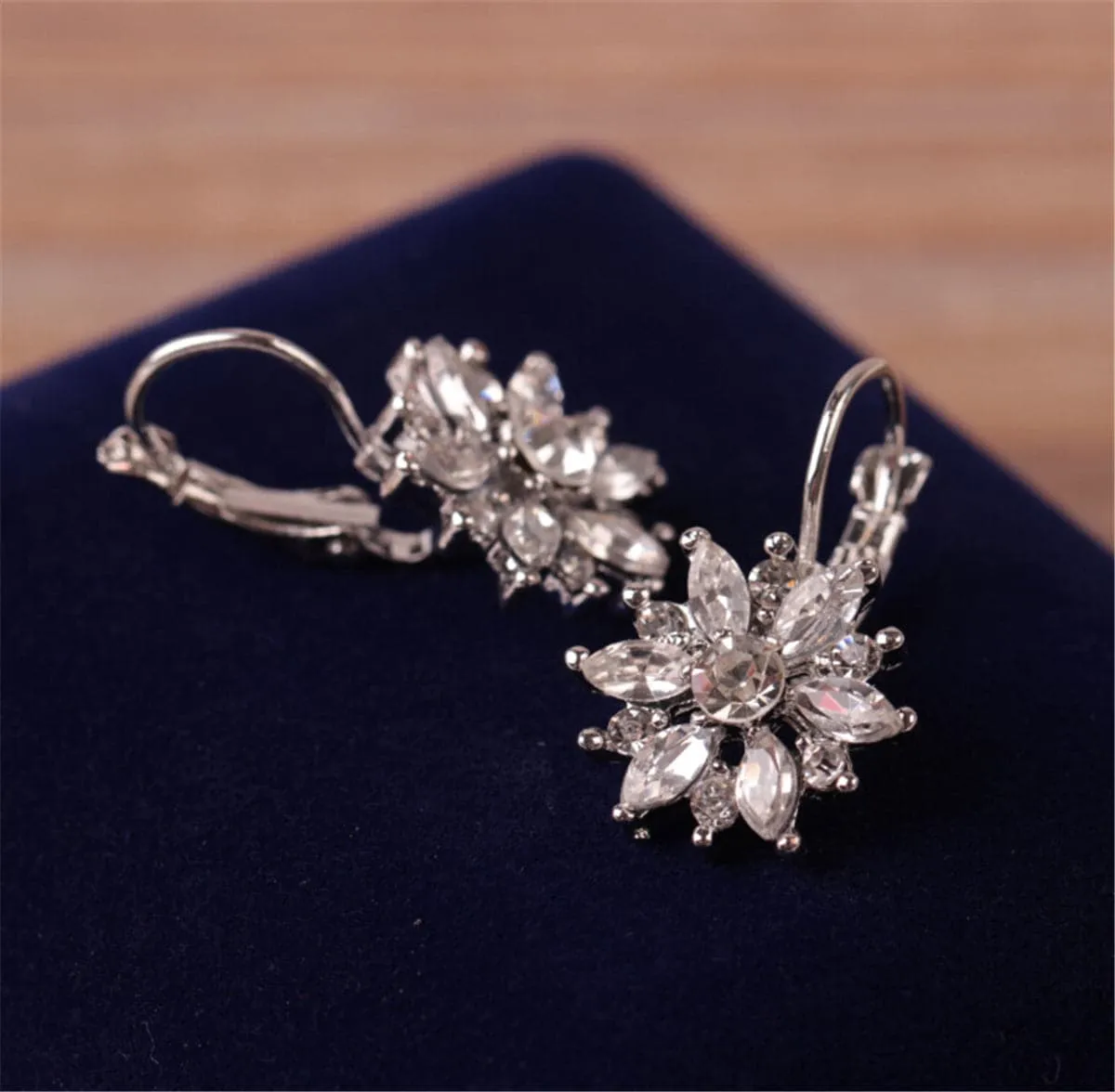 Crystal & Silver-Plated Snowflake Leverback Earrings
