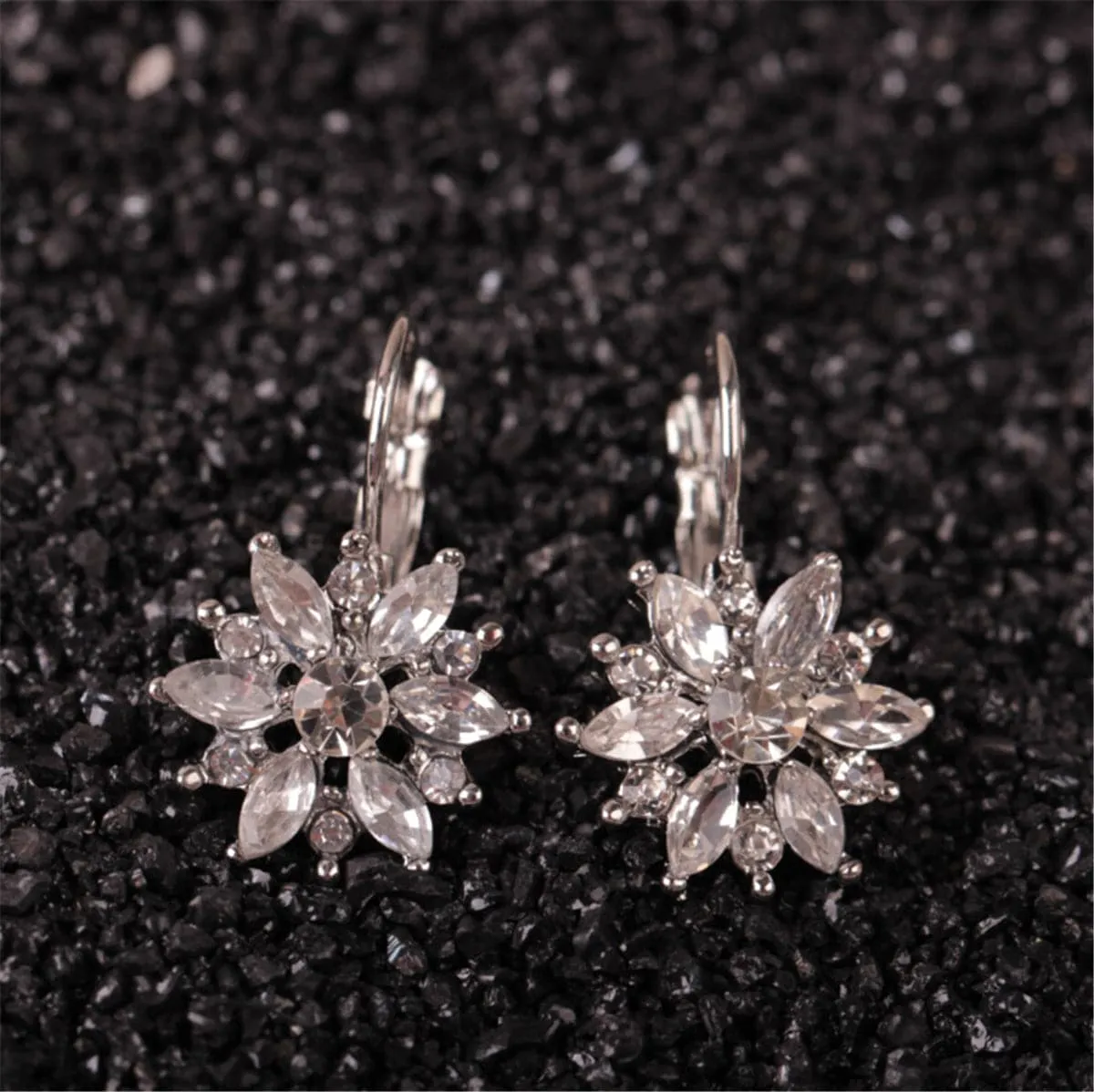 Crystal & Silver-Plated Snowflake Leverback Earrings