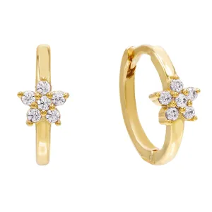 Crystal Flower Huggie Earring