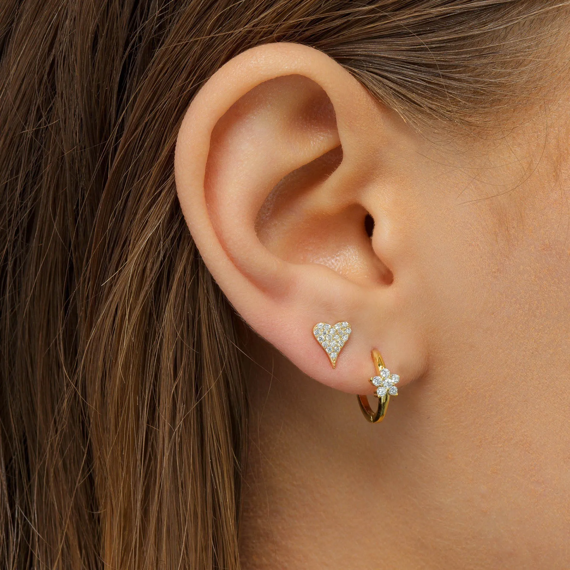 Crystal Flower Huggie Earring
