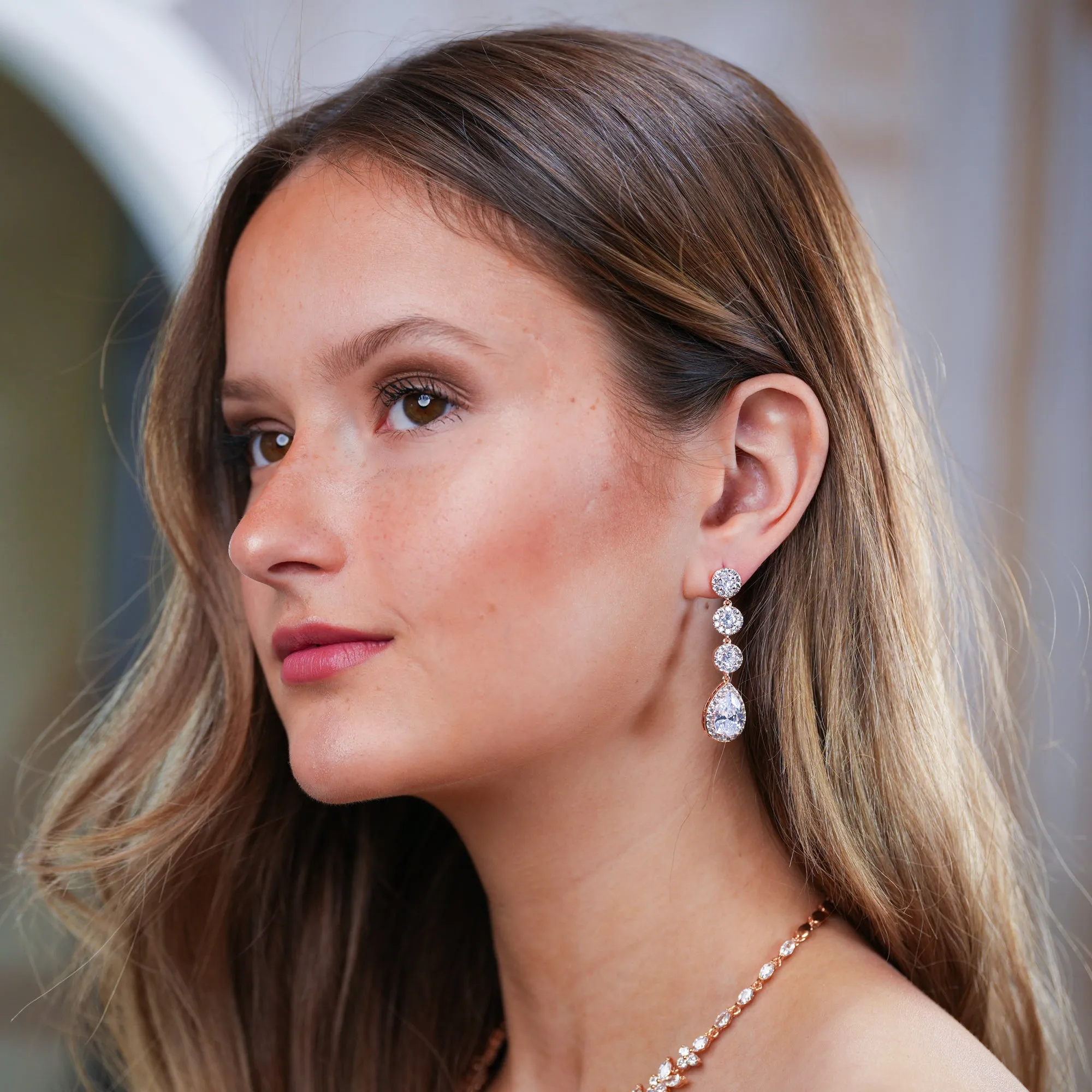 Crystal Tea Drop Earrings - Nicole