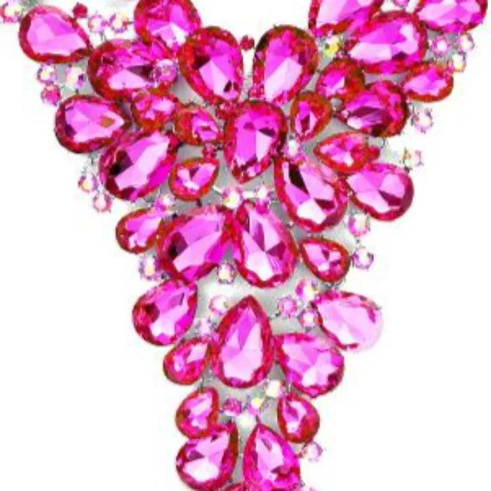 Crystal Teardrop Fuchsia Cluster Vine Necklace Set