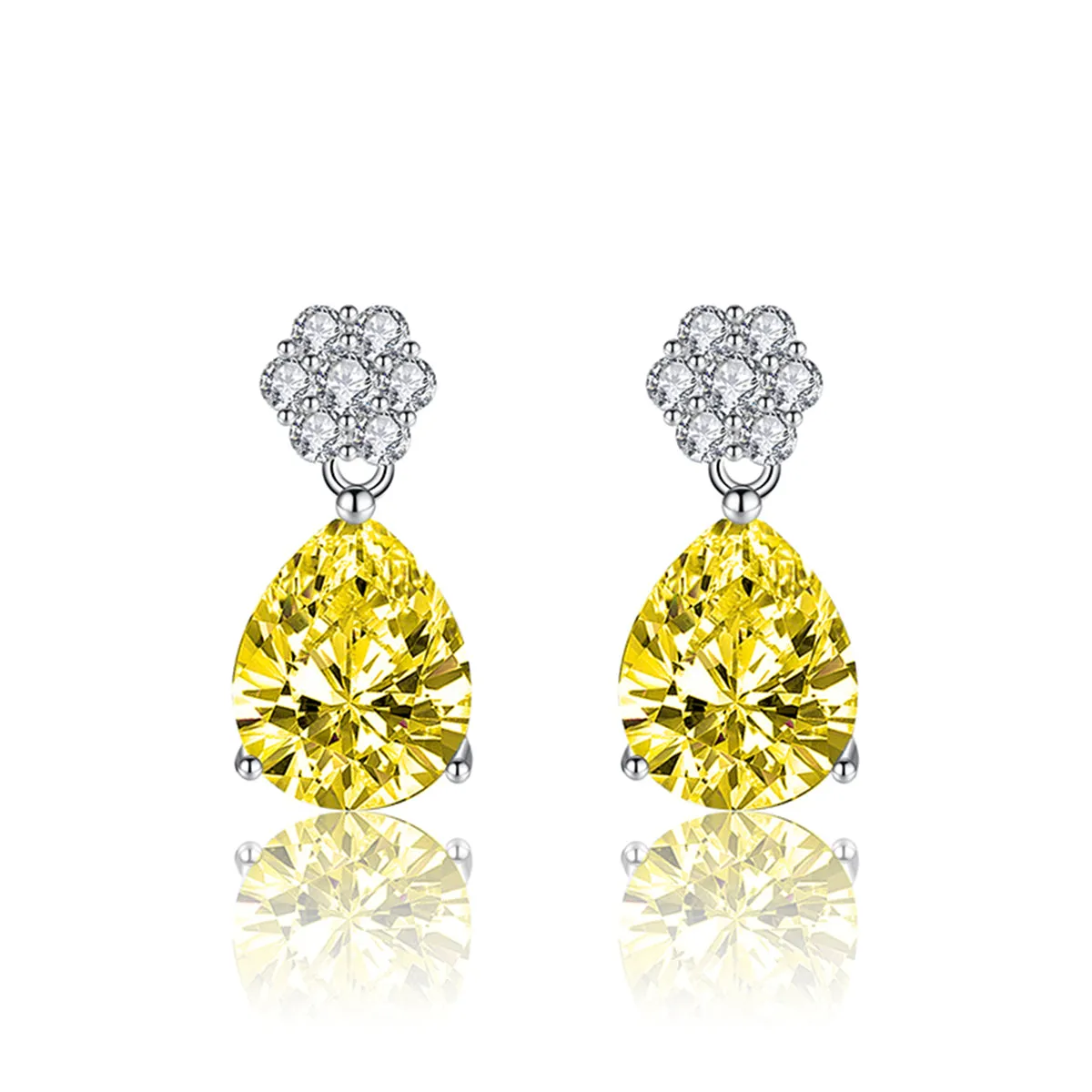 Cubic Zirconia & Colored Crystal Floral Drop Earrings