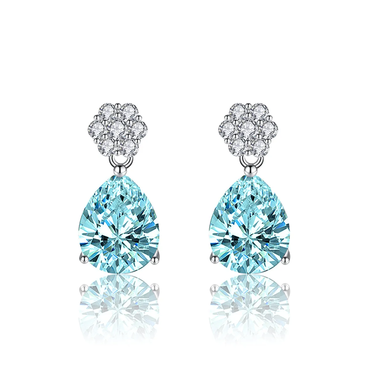Cubic Zirconia & Colored Crystal Floral Drop Earrings