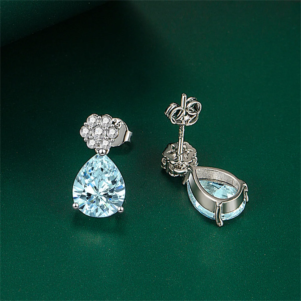 Cubic Zirconia & Colored Crystal Floral Drop Earrings