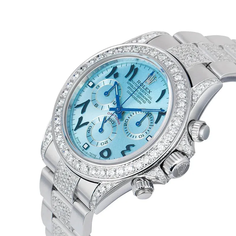 Custom Arabic Rolex Daytona Steel/White Gold Diamond Set Oyster 116520