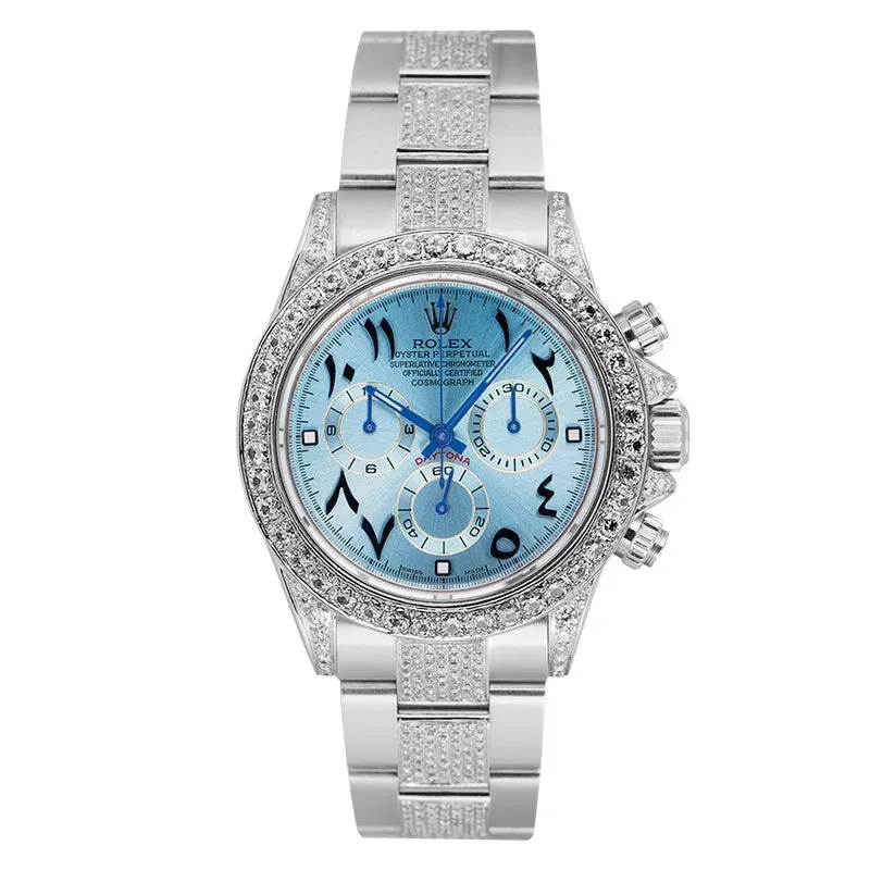Custom Arabic Rolex Daytona Steel/White Gold Diamond Set Oyster 116520