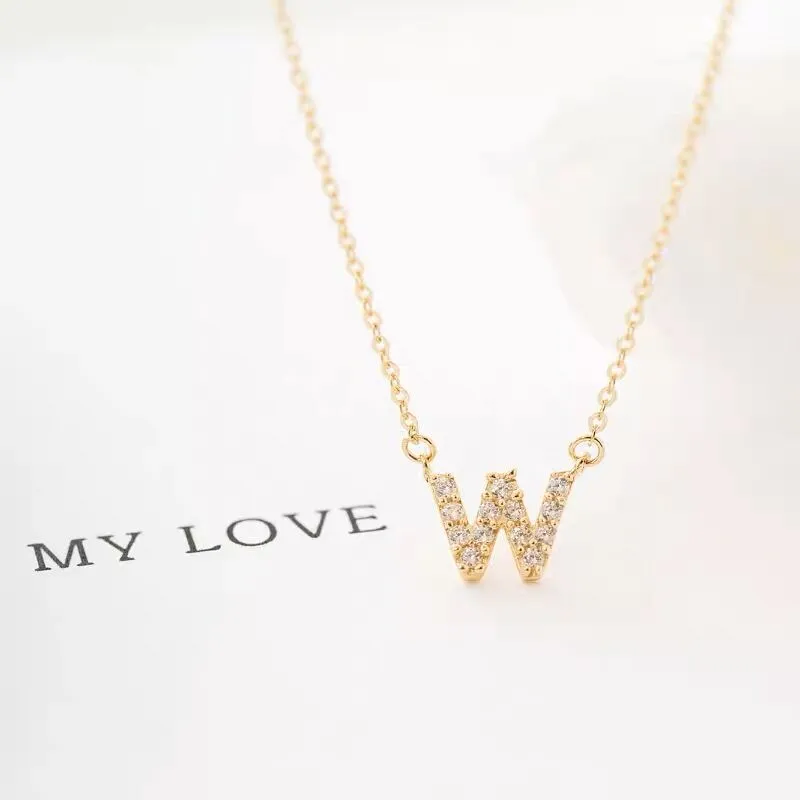 Custom Initial Full Diamond Necklace - Solid 18K Gold