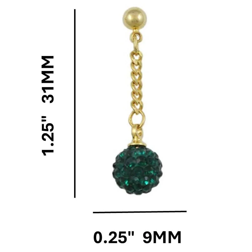 Dark Green 6MM Crystal Ball Dangling Earring - REC422G