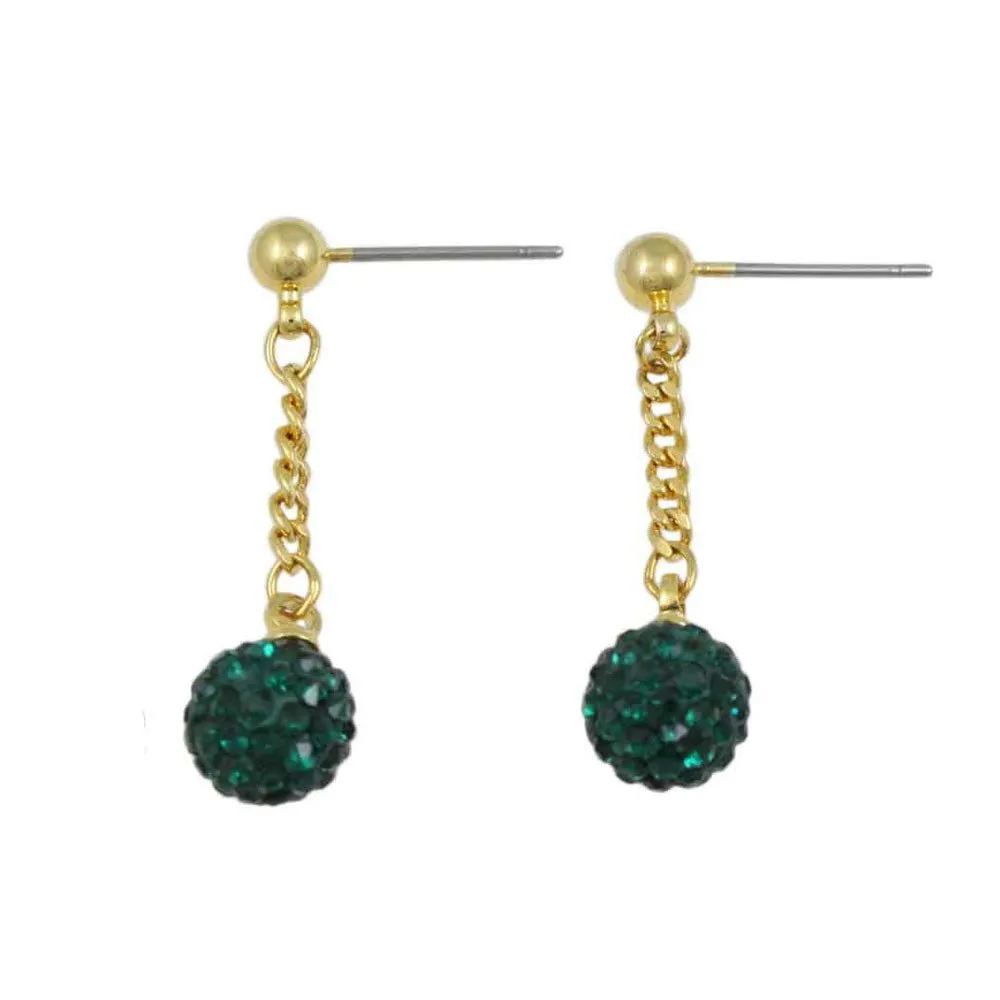 Dark Green 6MM Crystal Ball Dangling Earring - REC422G