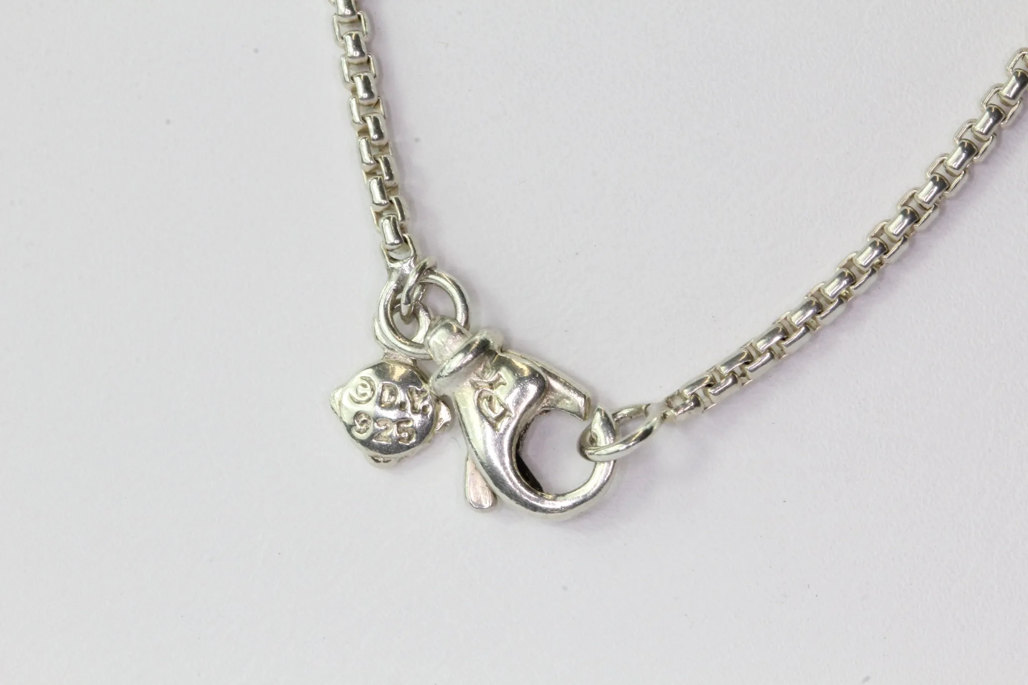 David Yurman Sterling Silver Morganite & Diamond Cushion on Point Necklace