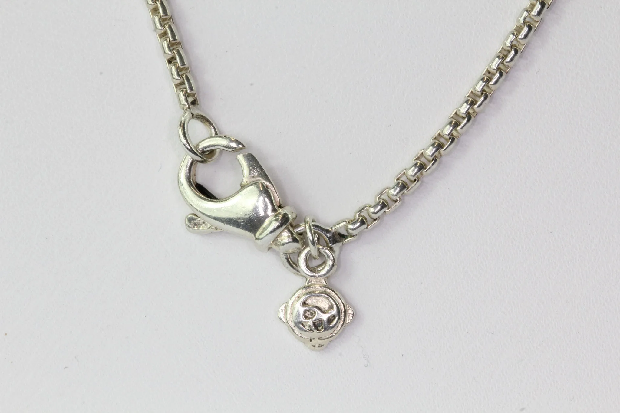David Yurman Sterling Silver Morganite & Diamond Cushion on Point Necklace
