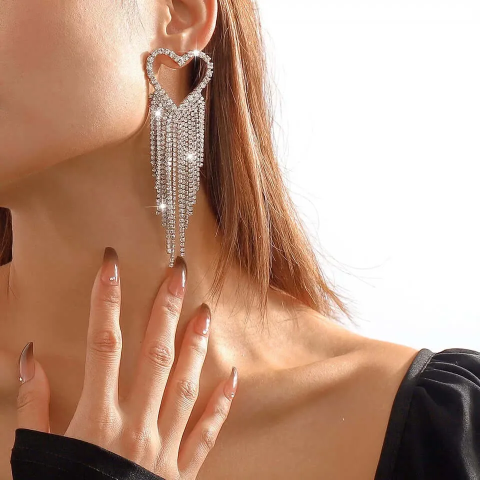Dazzle Heart Statement Earrings