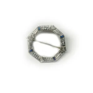 Dazzling 18K White Gold Octagonal Natural Diamond Pin