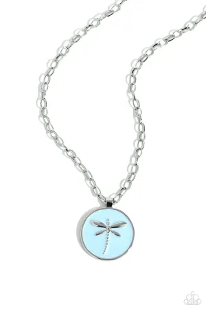 Decorative Dragonfly - Blue - Painted Pendant Paparazzi Short Necklace