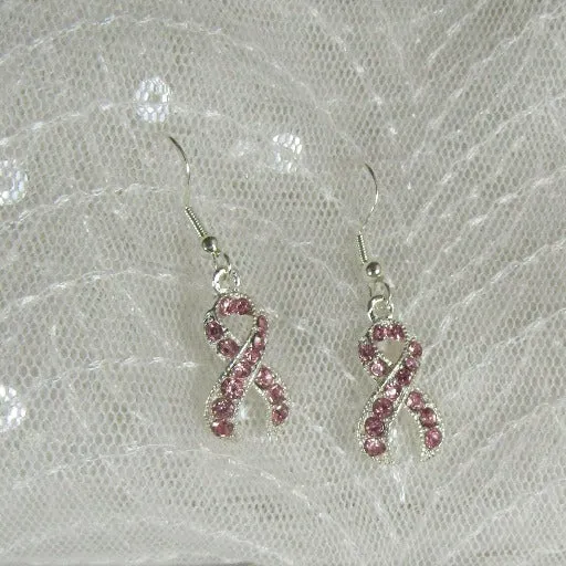 Delicate Pink Awareness Ribbon Earrings