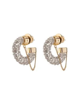 Demarson Mini Miley Hoop Earrings in Gold/Clear/Crystal