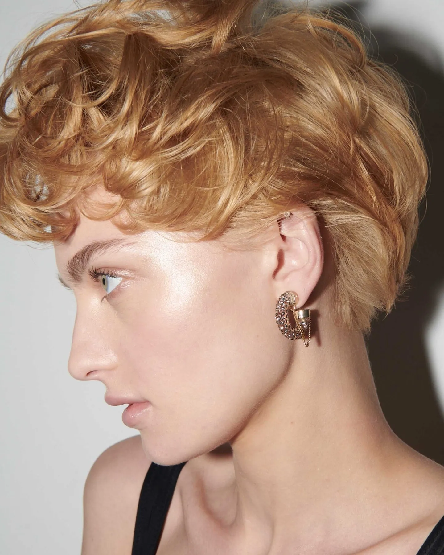 Demarson Mini Miley Hoop Earrings in Gold/Clear/Crystal