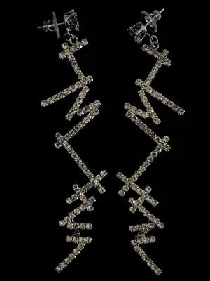 DIAMANTÉ CROSS HATCH LINES EARRINGS