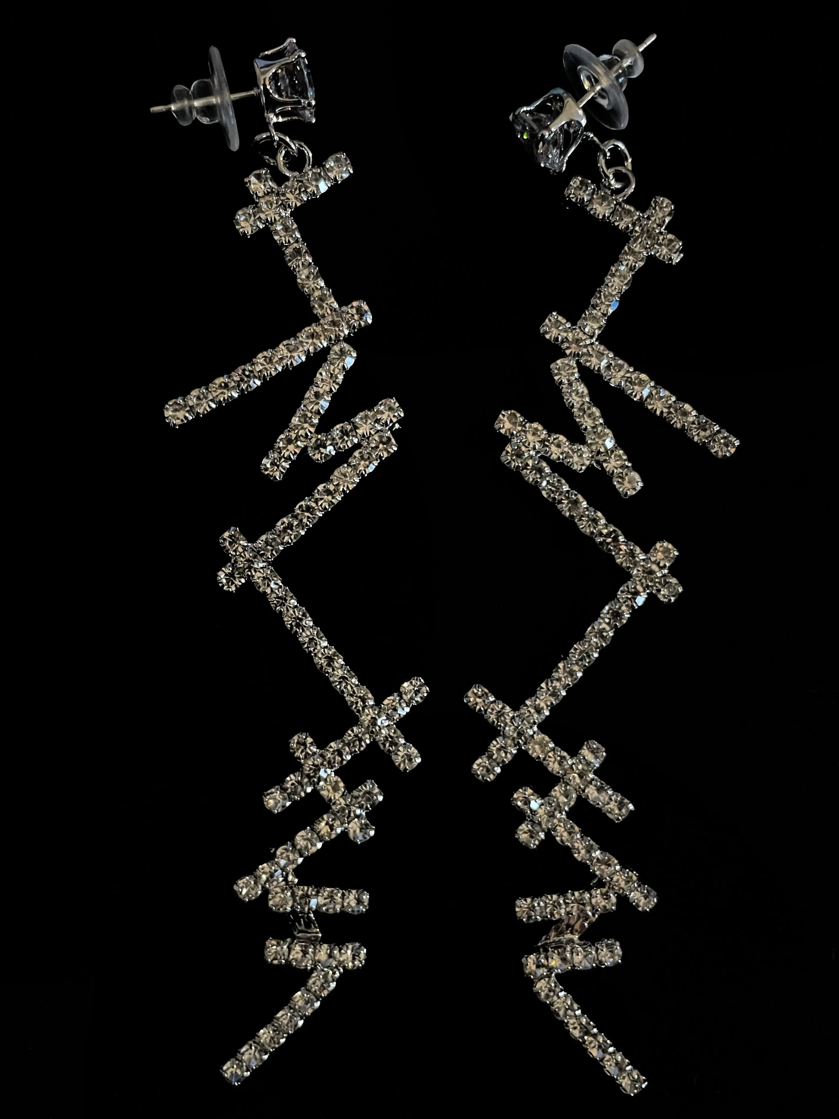 DIAMANTÉ CROSS HATCH LINES EARRINGS
