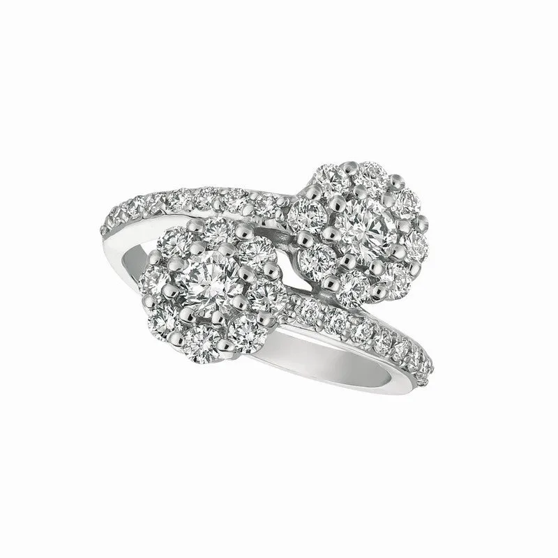 DIAMOND 2 FLOWERS RING 14K GOLD (1.5 CTW)