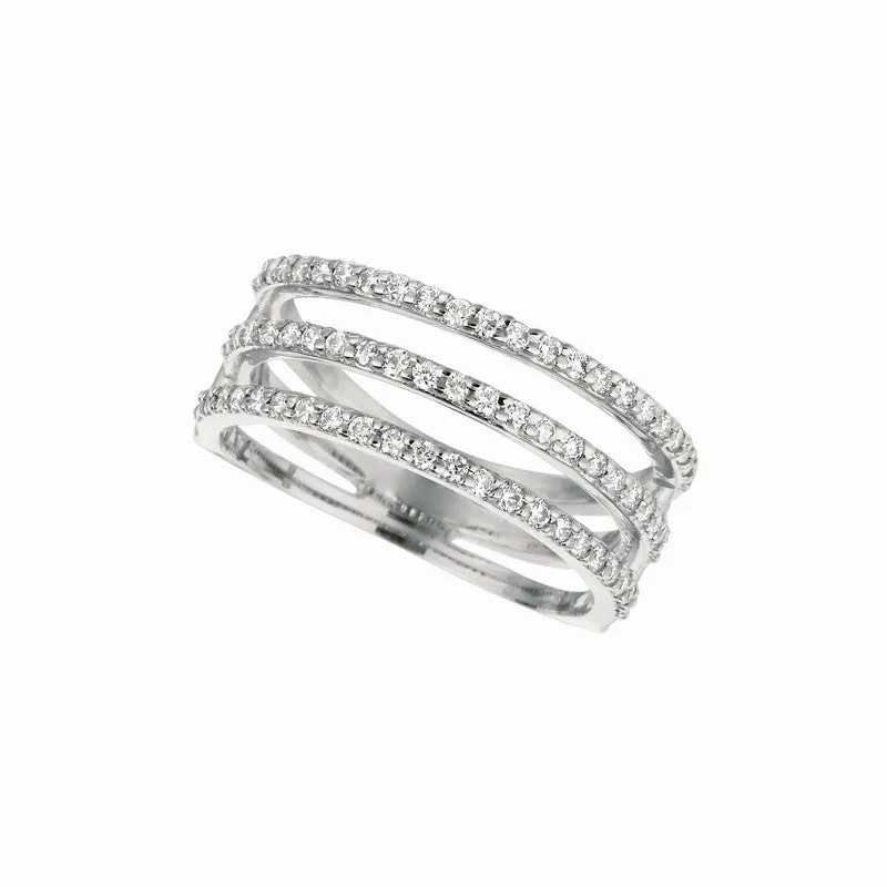 DIAMOND 3 ROWS RING 14K GOLD (0.6 CTW)