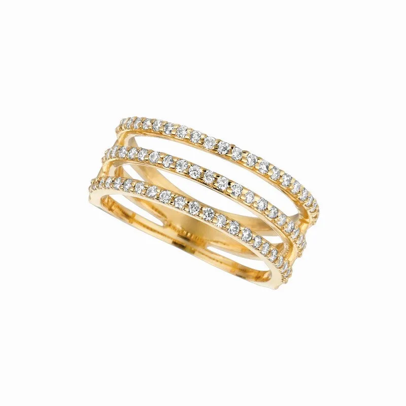 DIAMOND 3 ROWS RING 14K GOLD (0.6 CTW)
