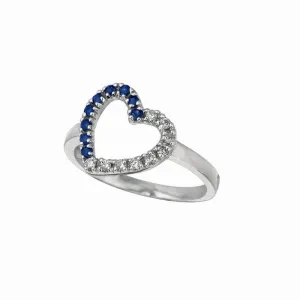DIAMOND & SAPPHIRE HEART RING 14K GOLD (0.26 CTW)