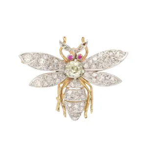 Diamond and ruby set bee brooch