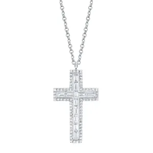 Diamond Baguette Cross Necklace