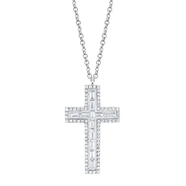Diamond Baguette Cross Necklace