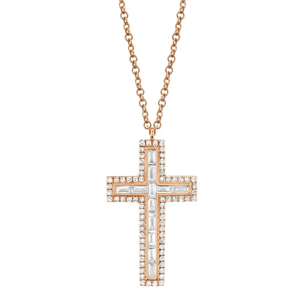 Diamond Baguette Cross Necklace