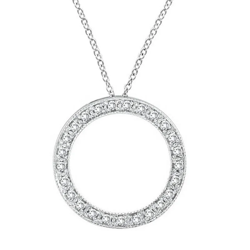 DIAMOND CIRCLE NECKLACE PENDANT 14K GOLD 14K (0.25 CTW)