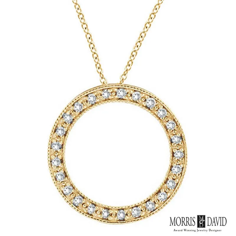 DIAMOND CIRCLE NECKLACE PENDANT 14K GOLD 14K (0.25 CTW)
