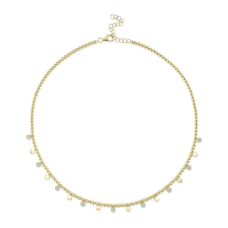 Diamond Circle Pavé Bead Chain Necklace