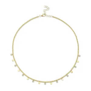 Diamond Circle Pavé Bead Chain Necklace