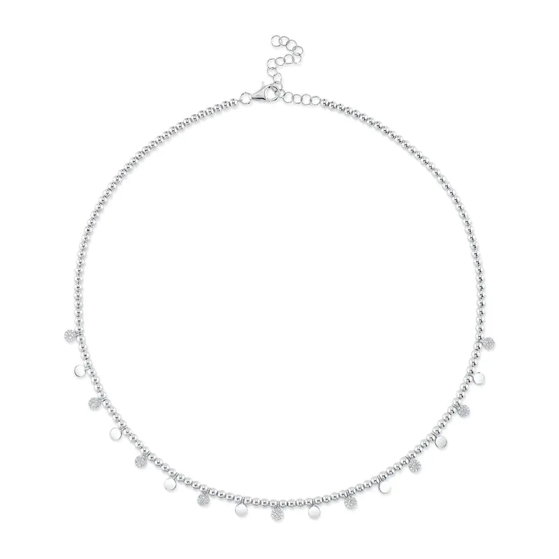 Diamond Circle Pavé Bead Chain Necklace