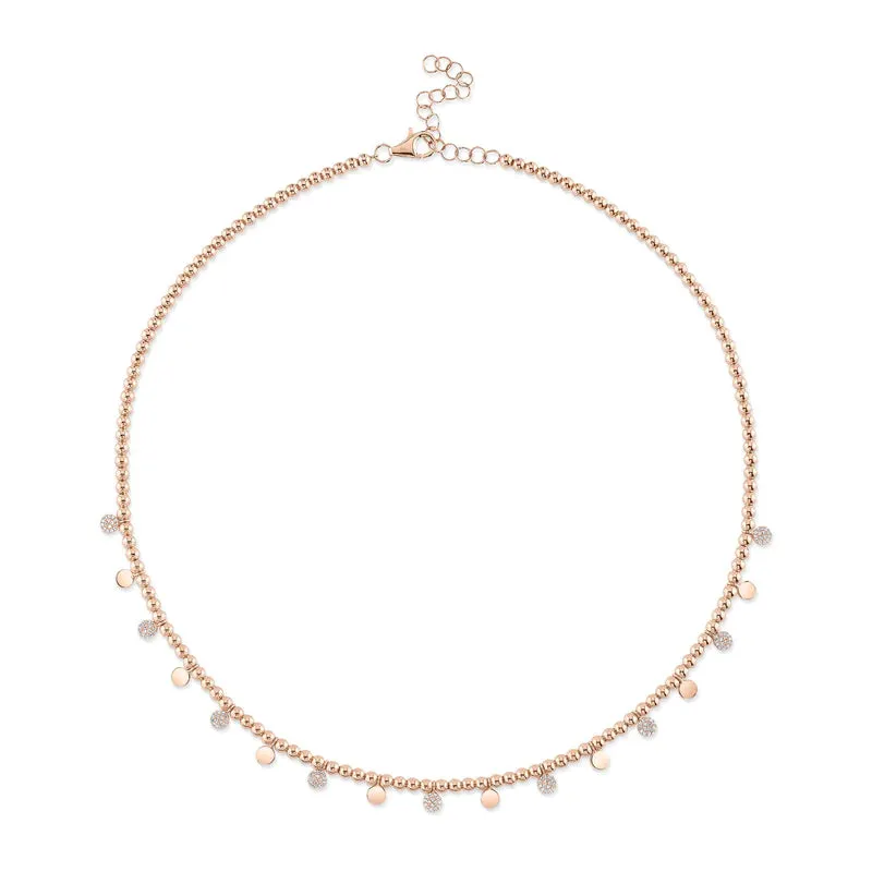 Diamond Circle Pavé Bead Chain Necklace