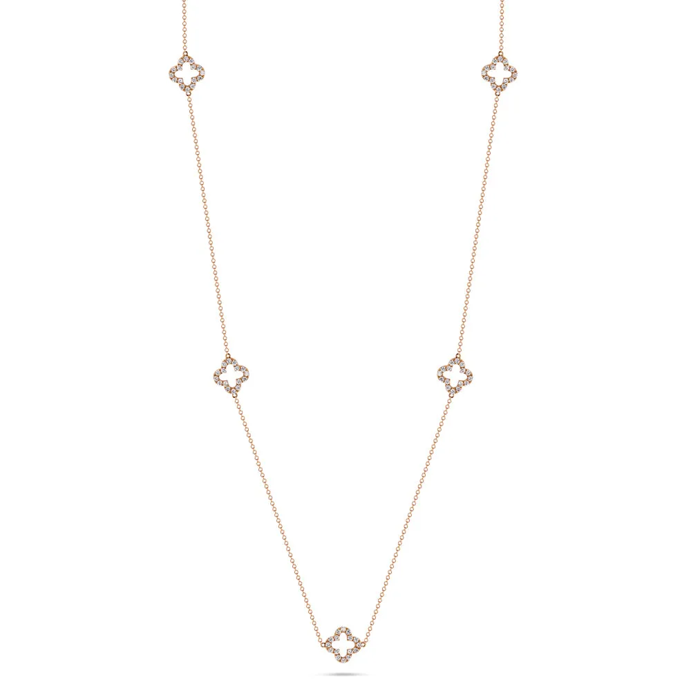 Diamond Clover Station Necklace