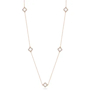 Diamond Clover Station Necklace
