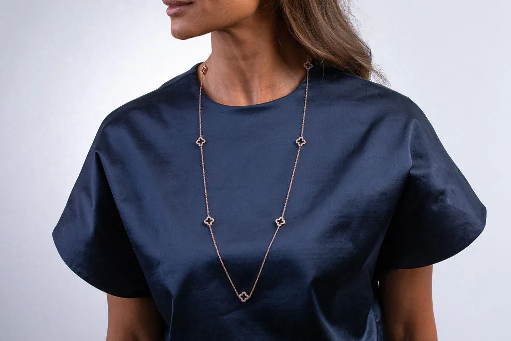 Diamond Clover Station Necklace