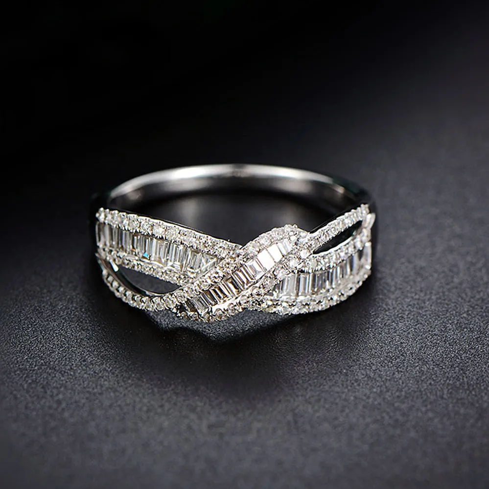 Diamond Criss Cross Overlapping Ring