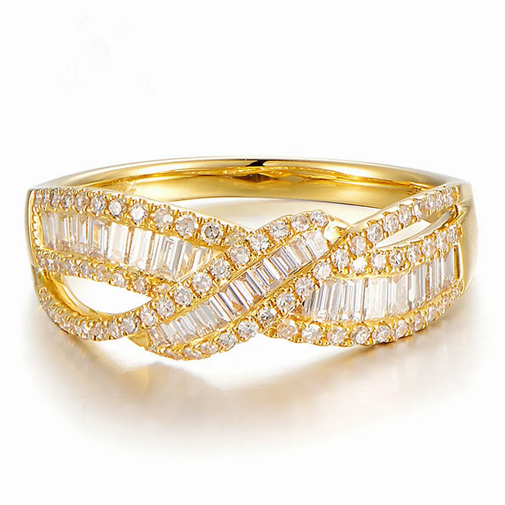 Diamond Criss Cross Overlapping Ring