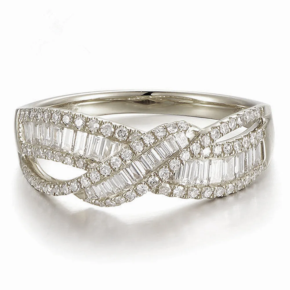 Diamond Criss Cross Overlapping Ring