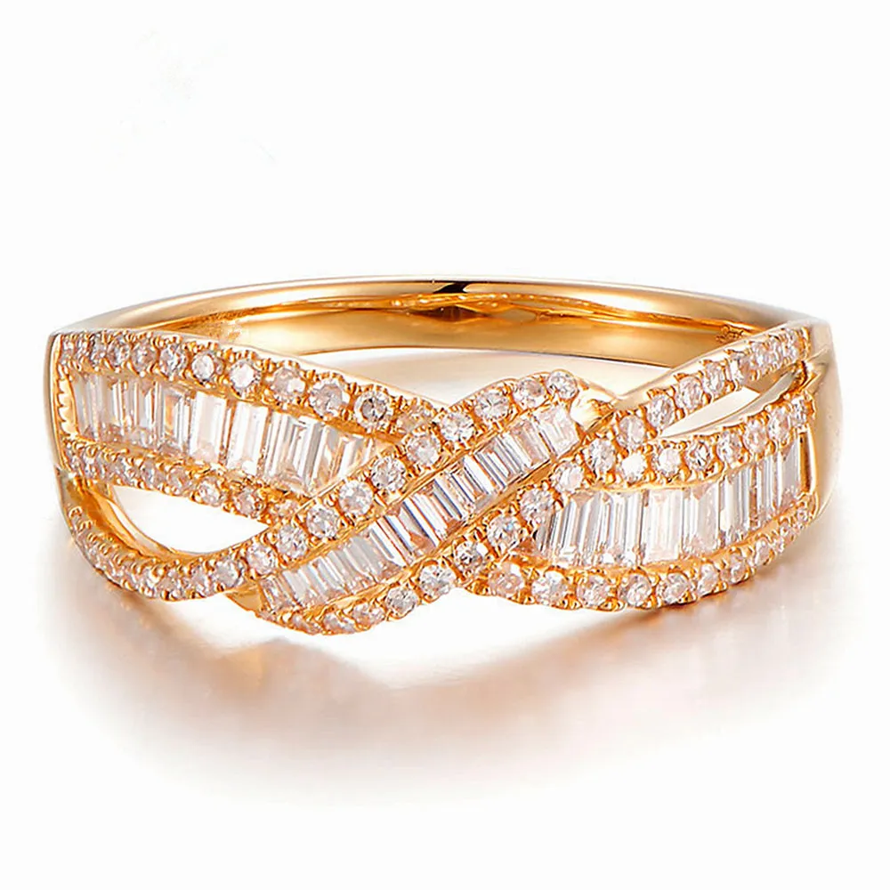 Diamond Criss Cross Overlapping Ring