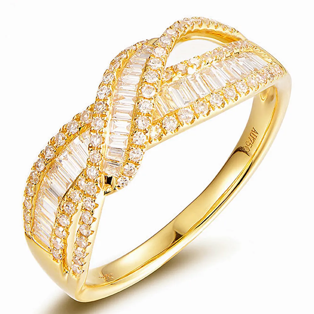 Diamond Criss Cross Overlapping Ring