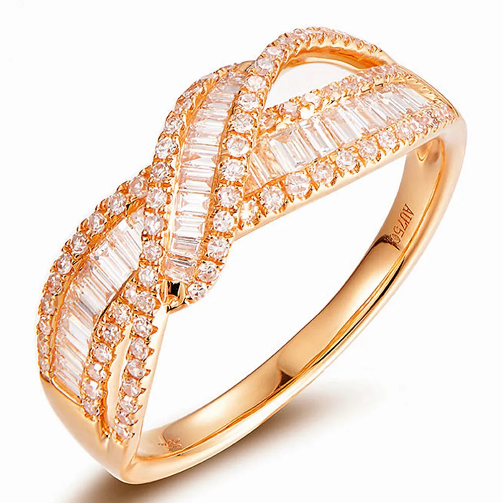 Diamond Criss Cross Overlapping Ring
