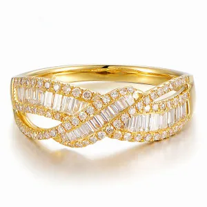 Diamond Criss Cross Overlapping Ring