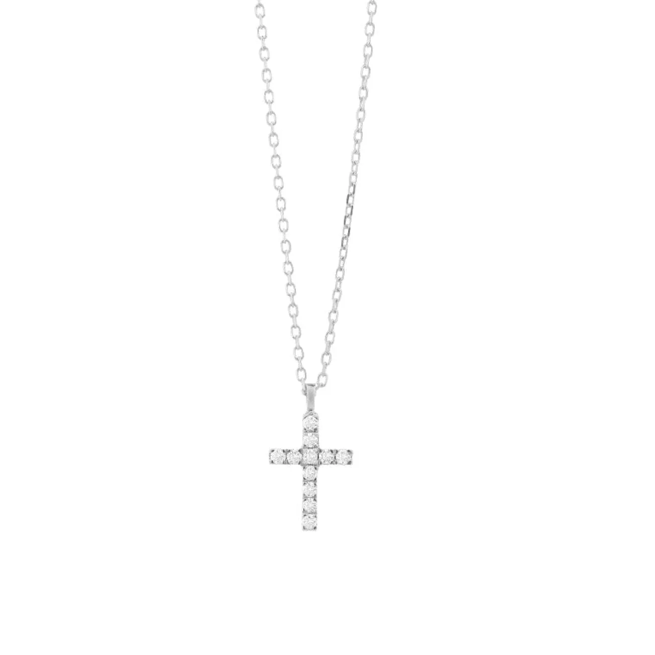 Diamond Cross 14Kt White Gold Necklace